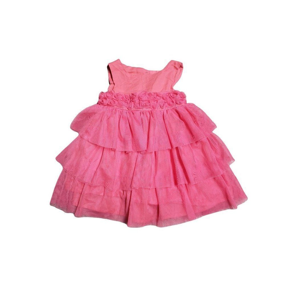 HEIRLOOM by Polly Flinders Pink 6-9m pink Dress Ruffle lined roses party sleev